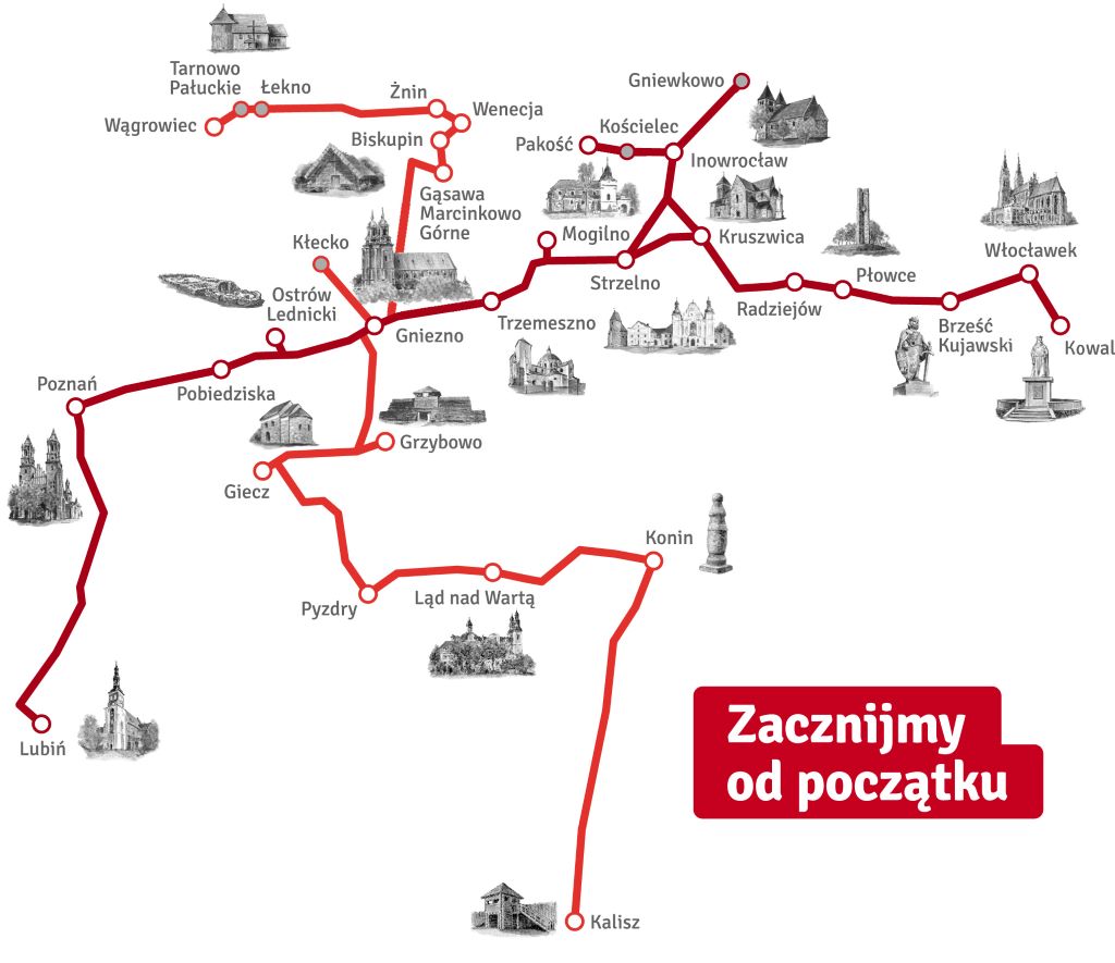 Szlak Piastowski - mapa